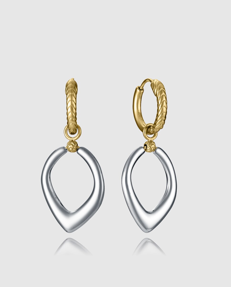 Brincos Chic de Aço Ip Dourado com Pingente Reversível Multicolor-2