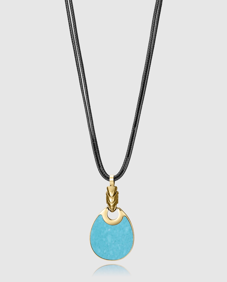 Colar Chic de Aço Ip Dourado e Cordão Preto com Pingente Reversível Multicolor-1