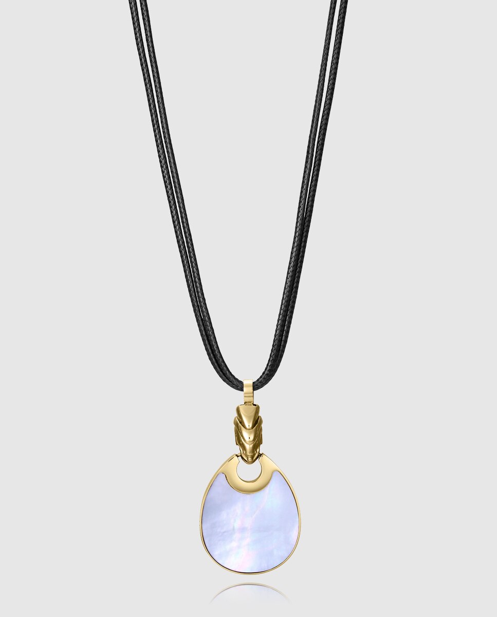 Colar Chic de Aço Ip Dourado e Cordão Preto com Pingente Reversível Multicolor-2