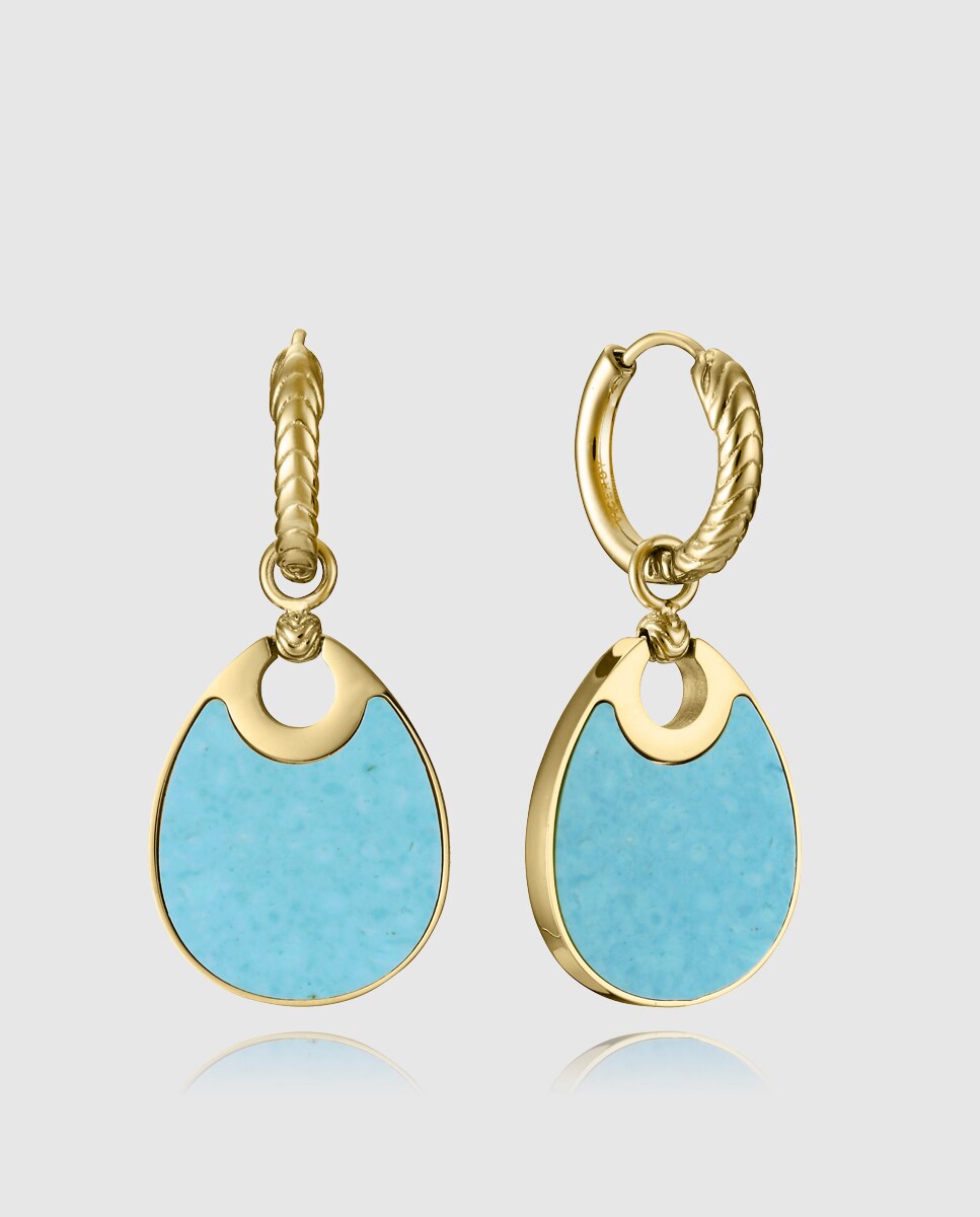 Brincos Chic de Aço Ip Dourado com Pingente Reversível Multicolor-1