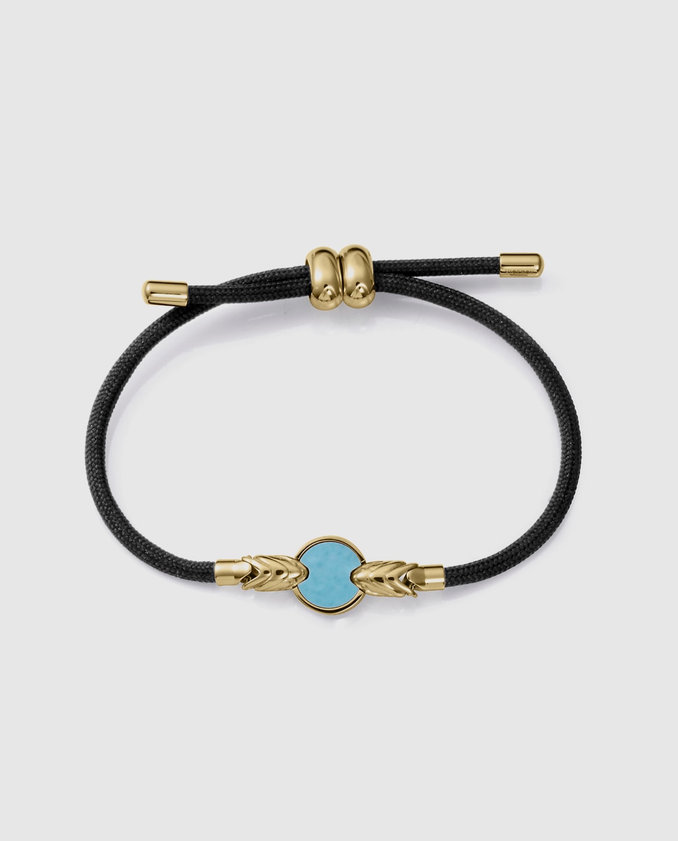 Pulseira Chic de Aço Ip Dourado e Cordão Preto com Placa Reversível Multicolor-1