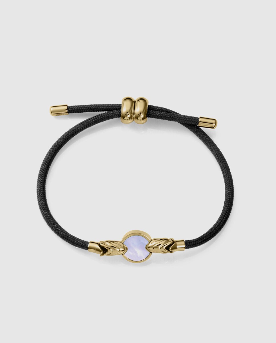 Pulseira Chic de Aço Ip Dourado e Cordão Preto com Placa Reversível Multicolor-2