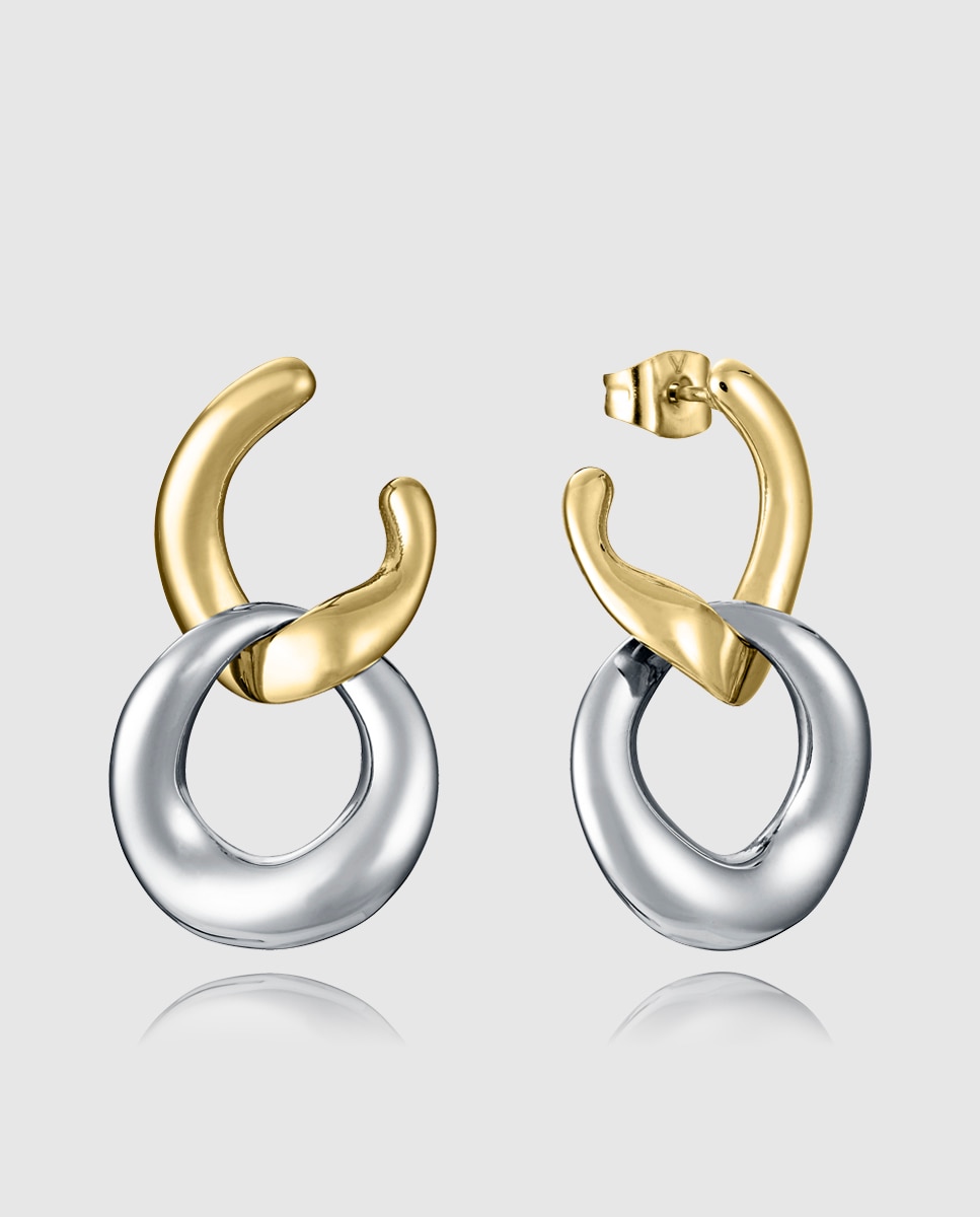 Brincos Air de Aço Ip Dourado com Elo Desmontável Multicolor-1