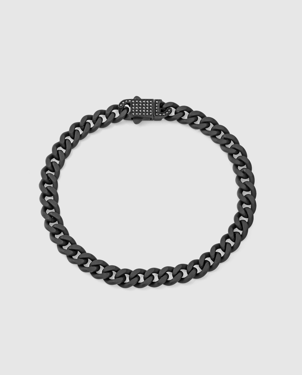 Pulseira Magnum de Aço Ip Preto Corrente com Zirconitas Preto-1