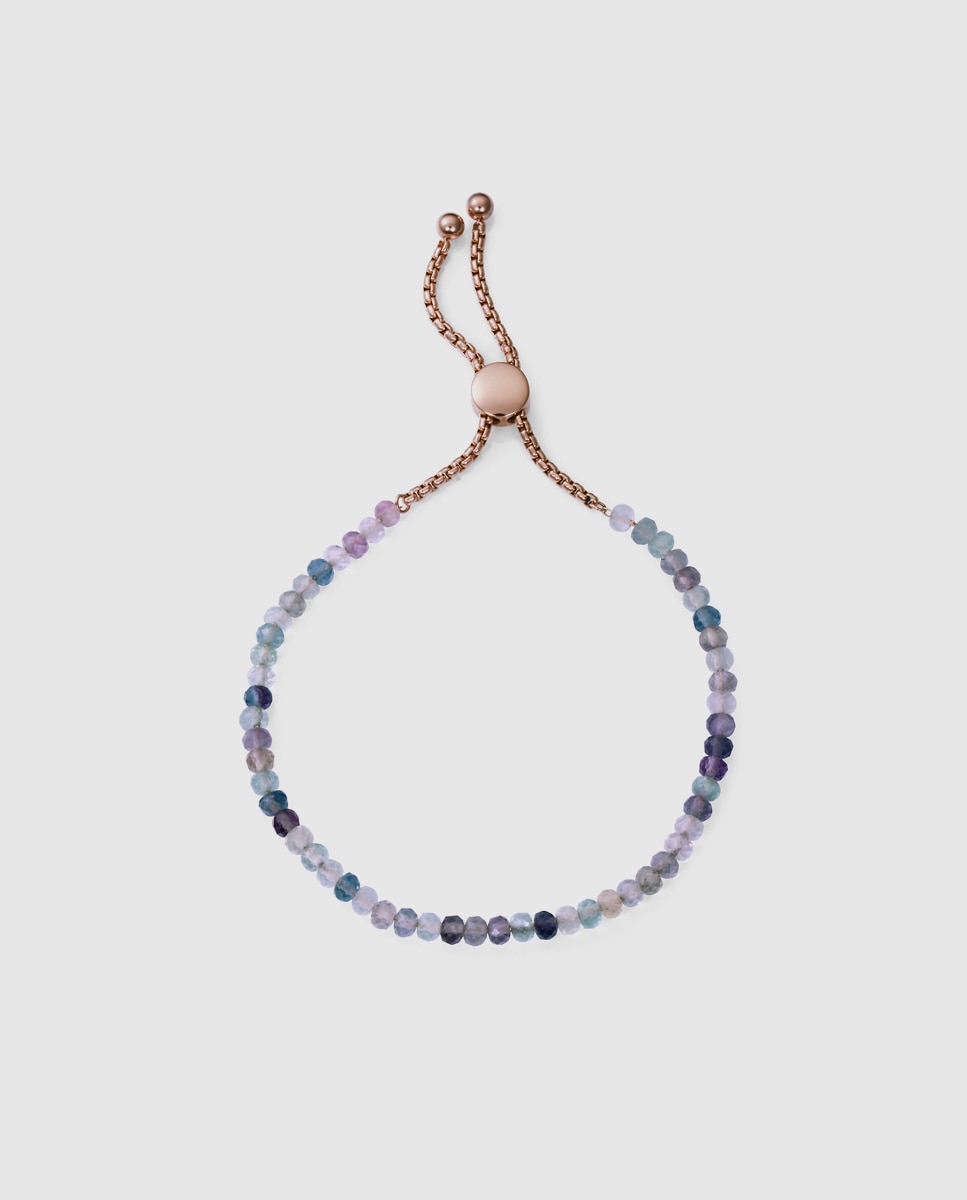 Pulseira Chic de Aço Ip Rosa com Pedras Naturais Multicolor-1