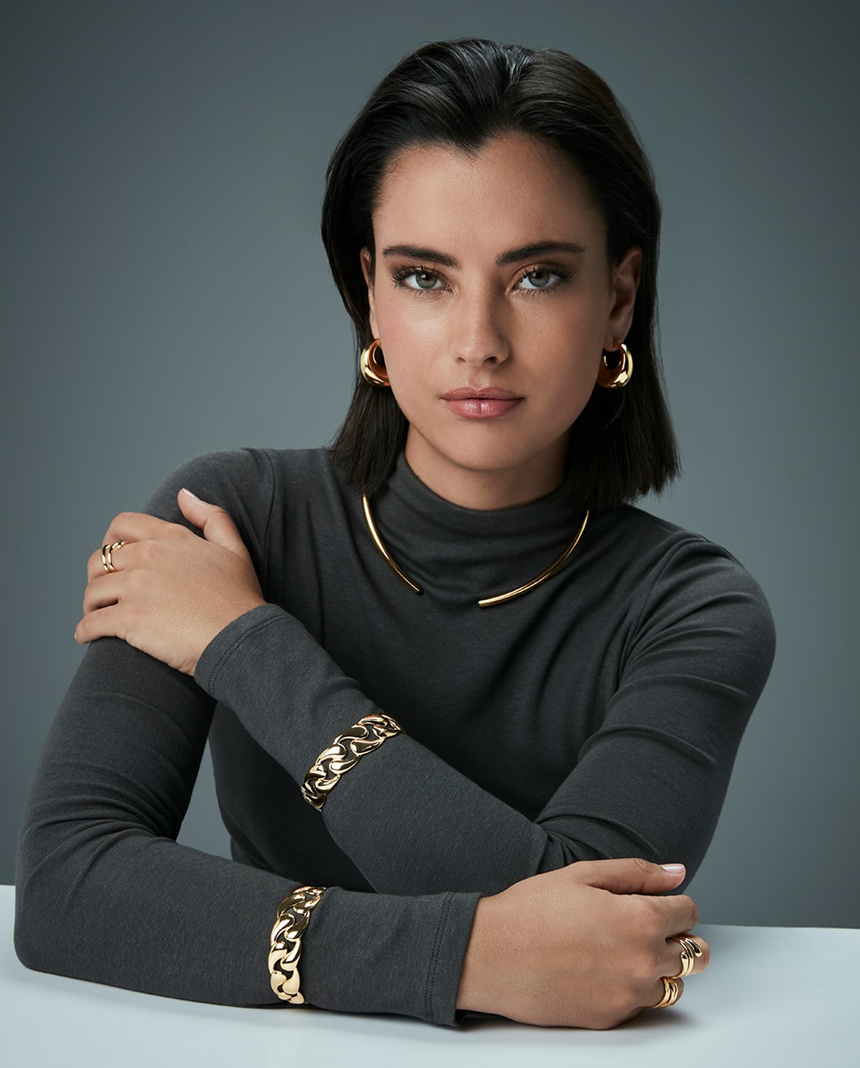Pulseira Air de Aço Ip em Dourado Rígida Aberta Dourado-3
