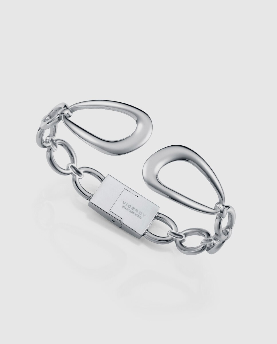 Pulseira Air de Aço Rígida Aberta Prateado-1