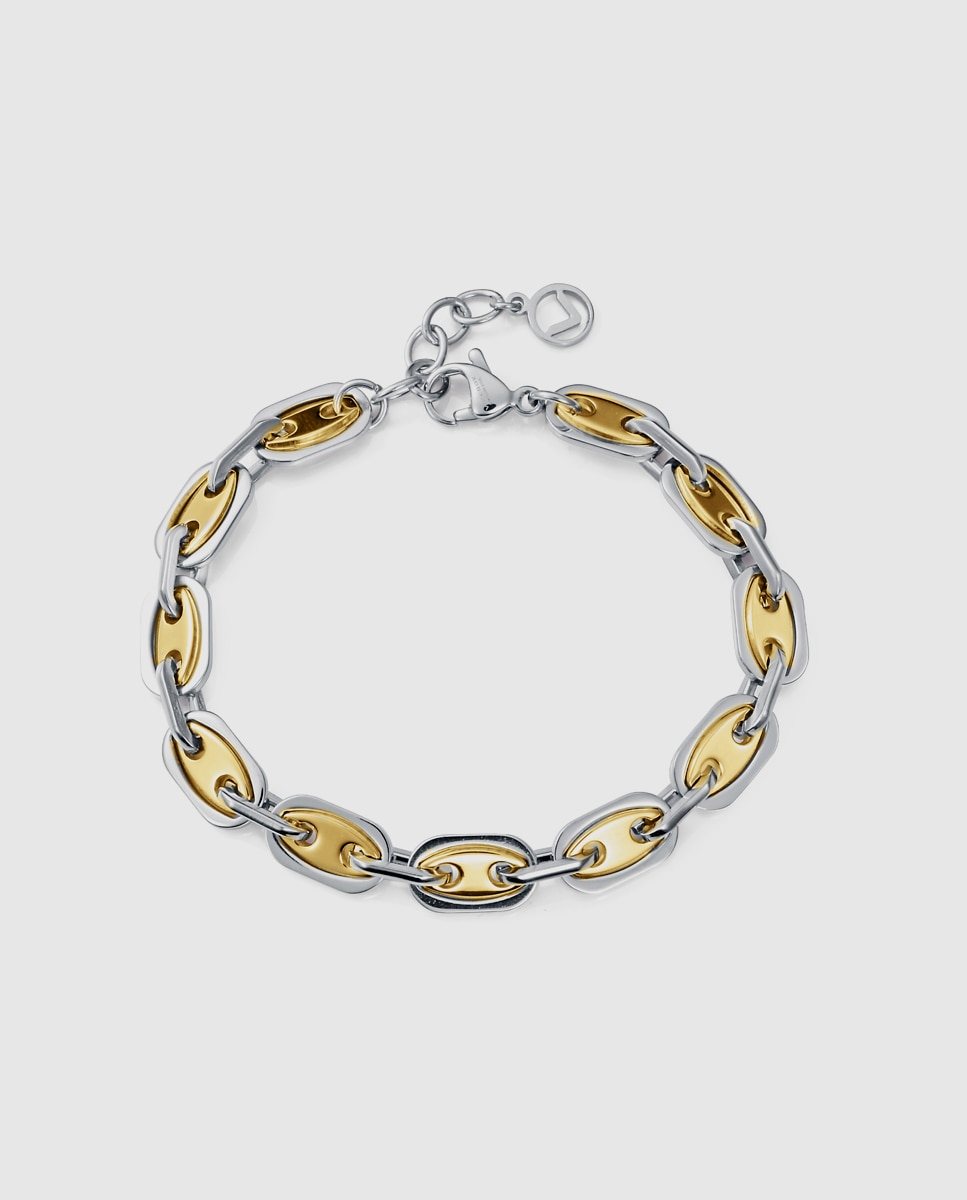 Pulseira Chic de Aço Ip Dourado de Elos Multicolor-1
