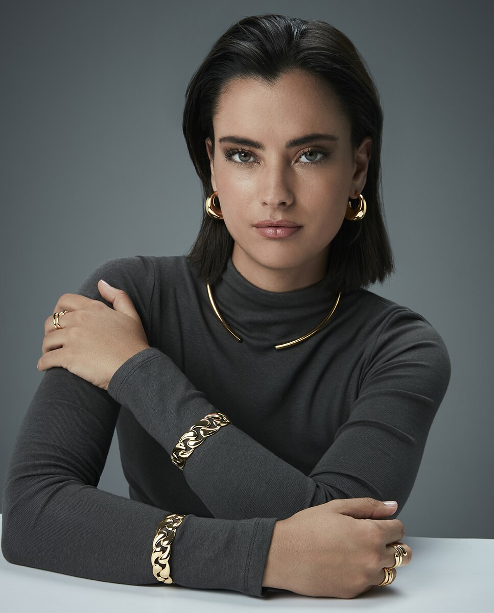 Brincos Air de Aço Ip Dourado Volume Dourado-3