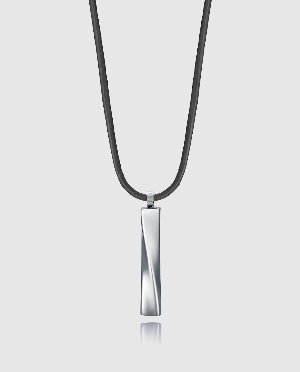 Colares Magnum de Aço com Pele Castanha e Pingente Castanho-1