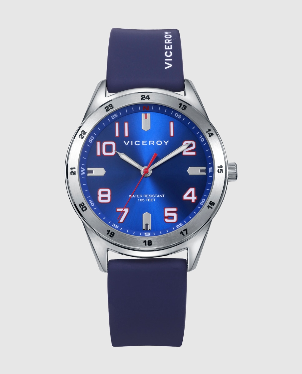 Imagem 0 de Relógio com Caixa e Bracelete de Pele Azul Infantil com Pulseira de Oferta