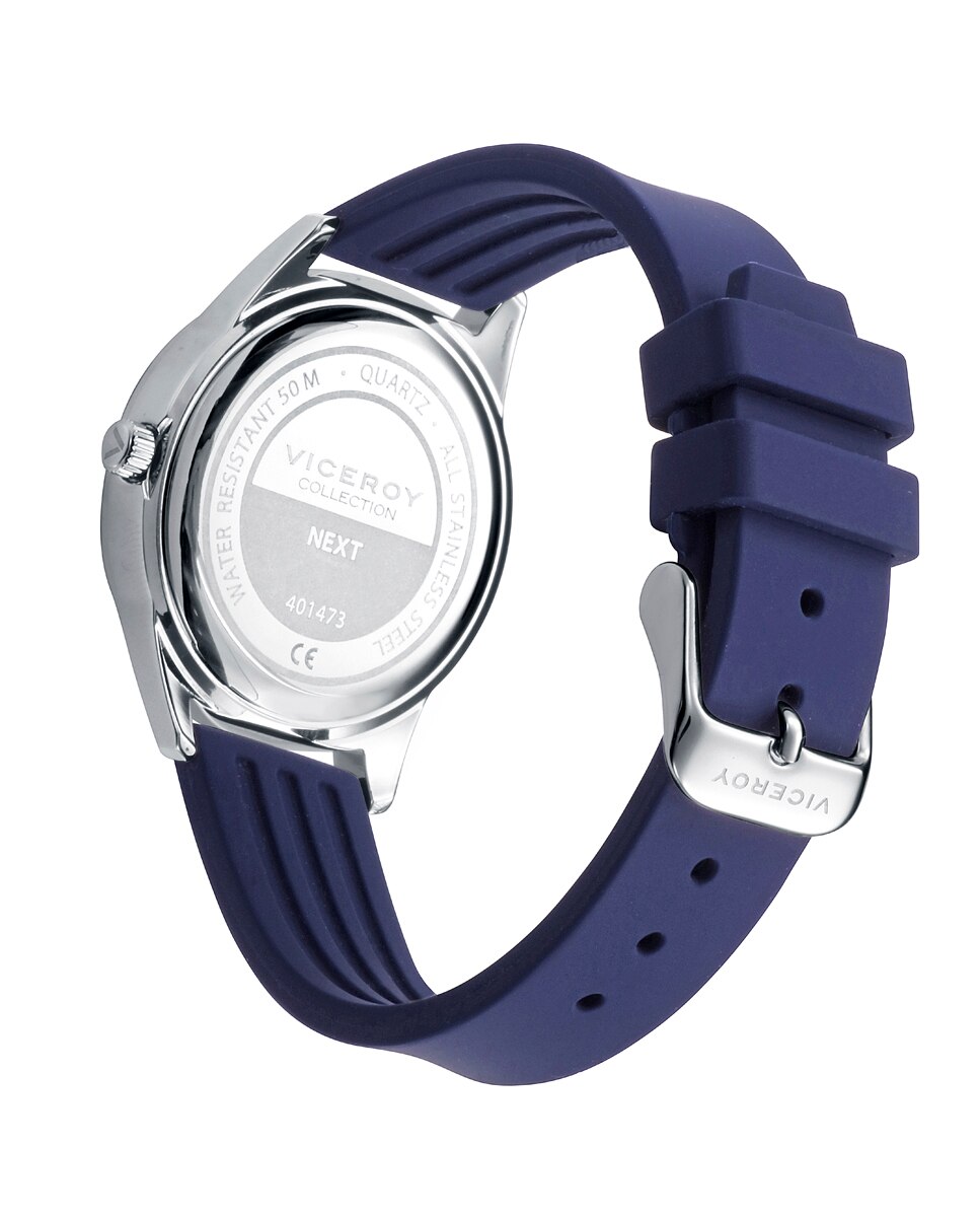 Relógio Infantil Caixa e Correia de Pele em Azul com Pulseira de Oferta Azul-marinho-2