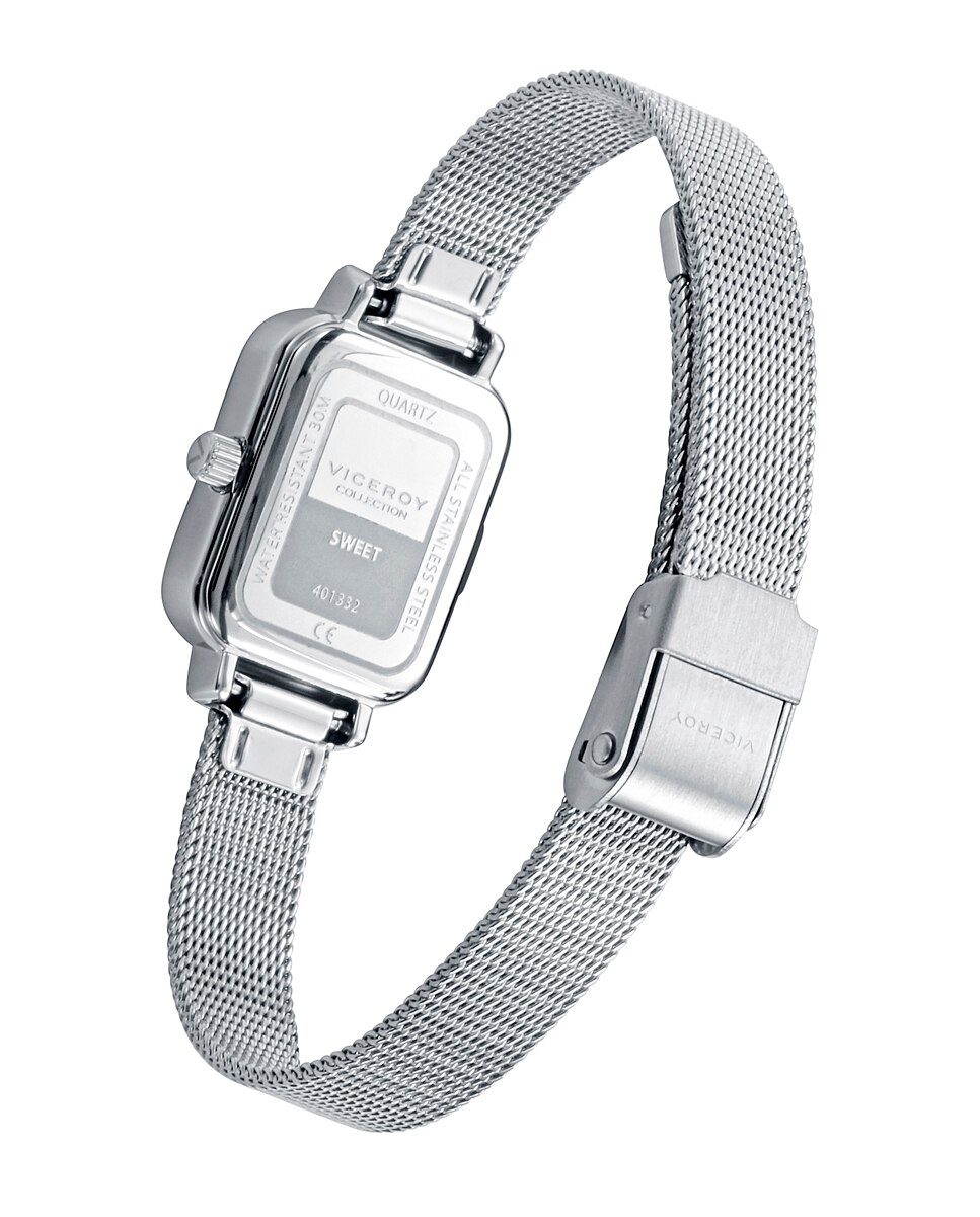 Relógio Infantil Caixa e Malha Milanesa de Aço com Pulseira de Oferta Prateado-2