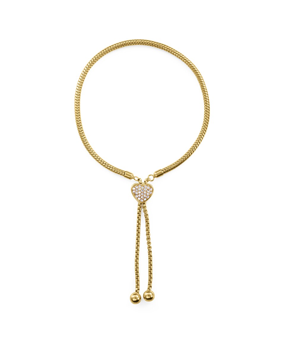 Imagem 0 de Bracelete de Aço Ip Dourado Extensível com Coração