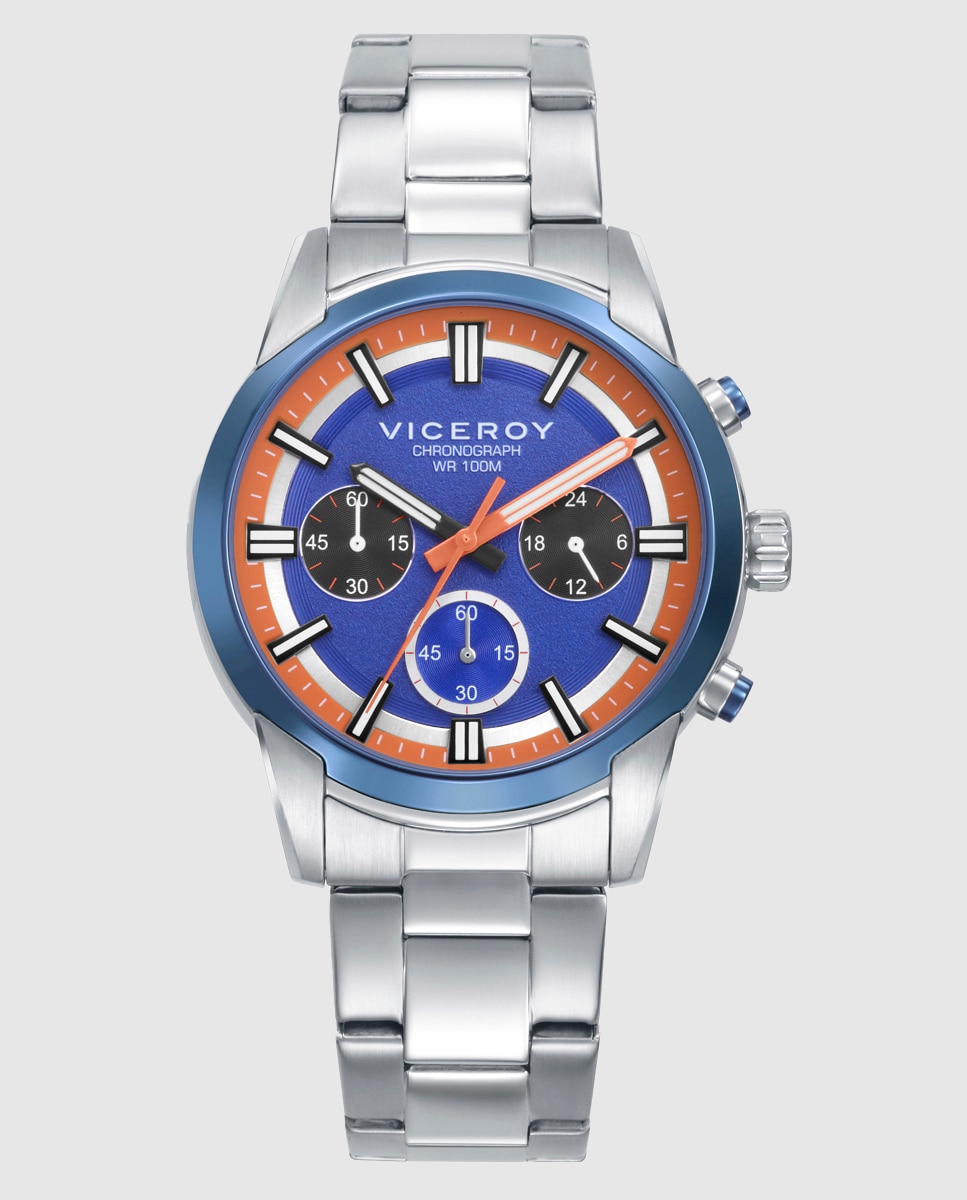 Imagem 0 de Relógio com Caixa Bicolor de Aço e Ip Azul e Bracelete de Aço, Coleção Abraham Mateo