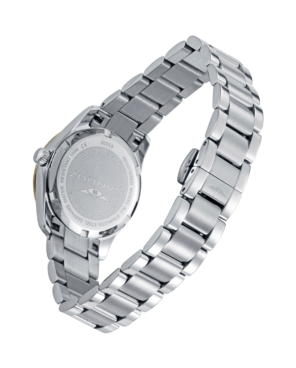 Relógio de Mulher com Caixa Bicolor de Aço Ip Dourado e Bracelete de Aço Prateado-2