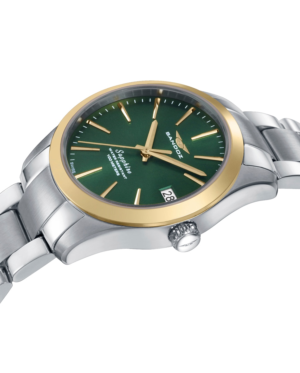 Relógio de Mulher com Caixa Bicolor de Aço Ip Dourado e Bracelete de Aço Prateado-3