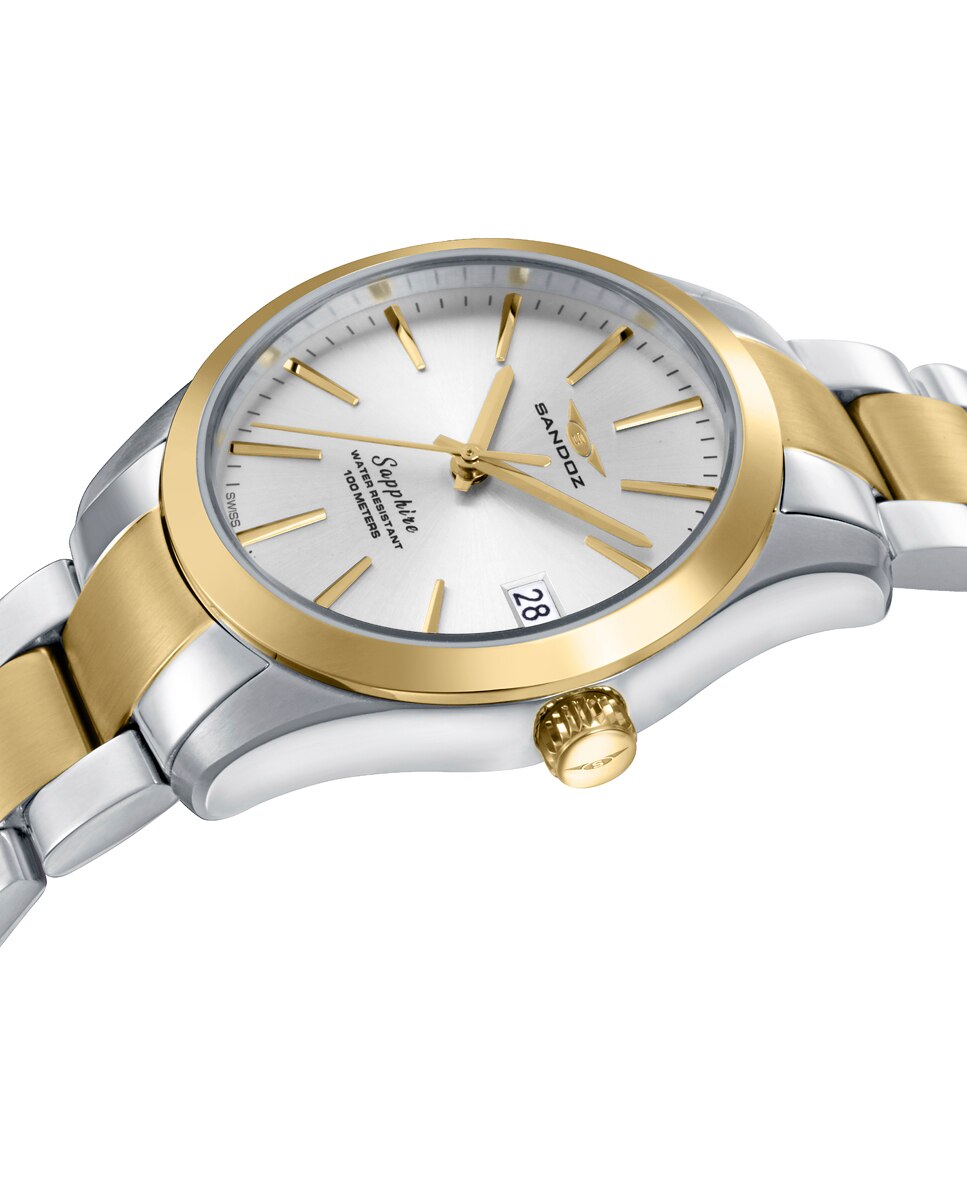 Relógio com Caixa e Bracelete Bicolor de Aço e Ip Dourado Multicolor-3