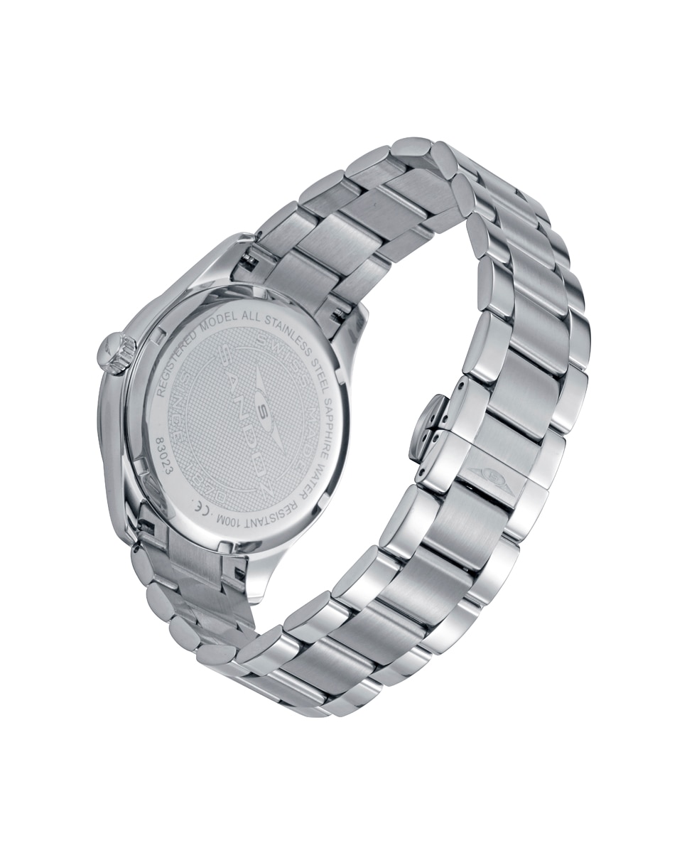 Relógio Caixa e Bracelete de Aço Prateado-2