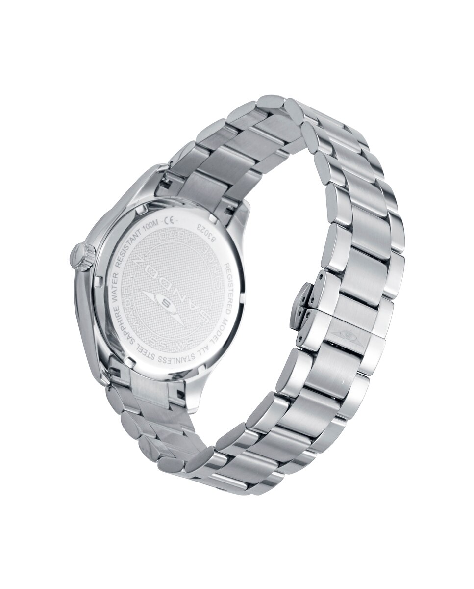 Relógio Caixa e Bracelete de Aço Prateado-2