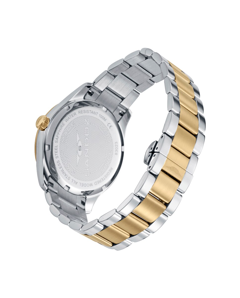 Relógio com Caixa e Bracelete Bicolor de Aço e Ip Dourado Multicolor-2