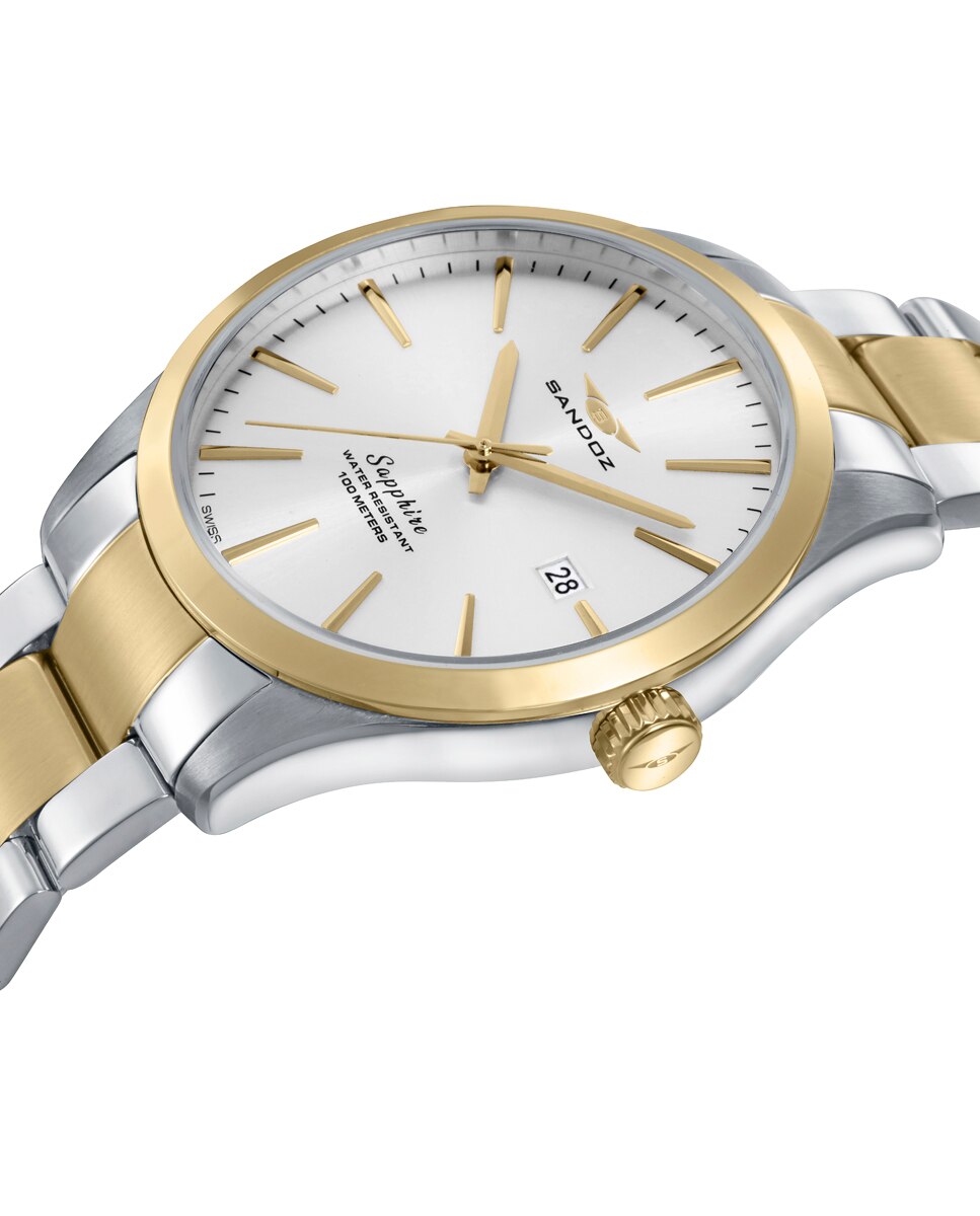 Relógio com Caixa e Bracelete Bicolor de Aço e Ip Dourado Multicolor-3