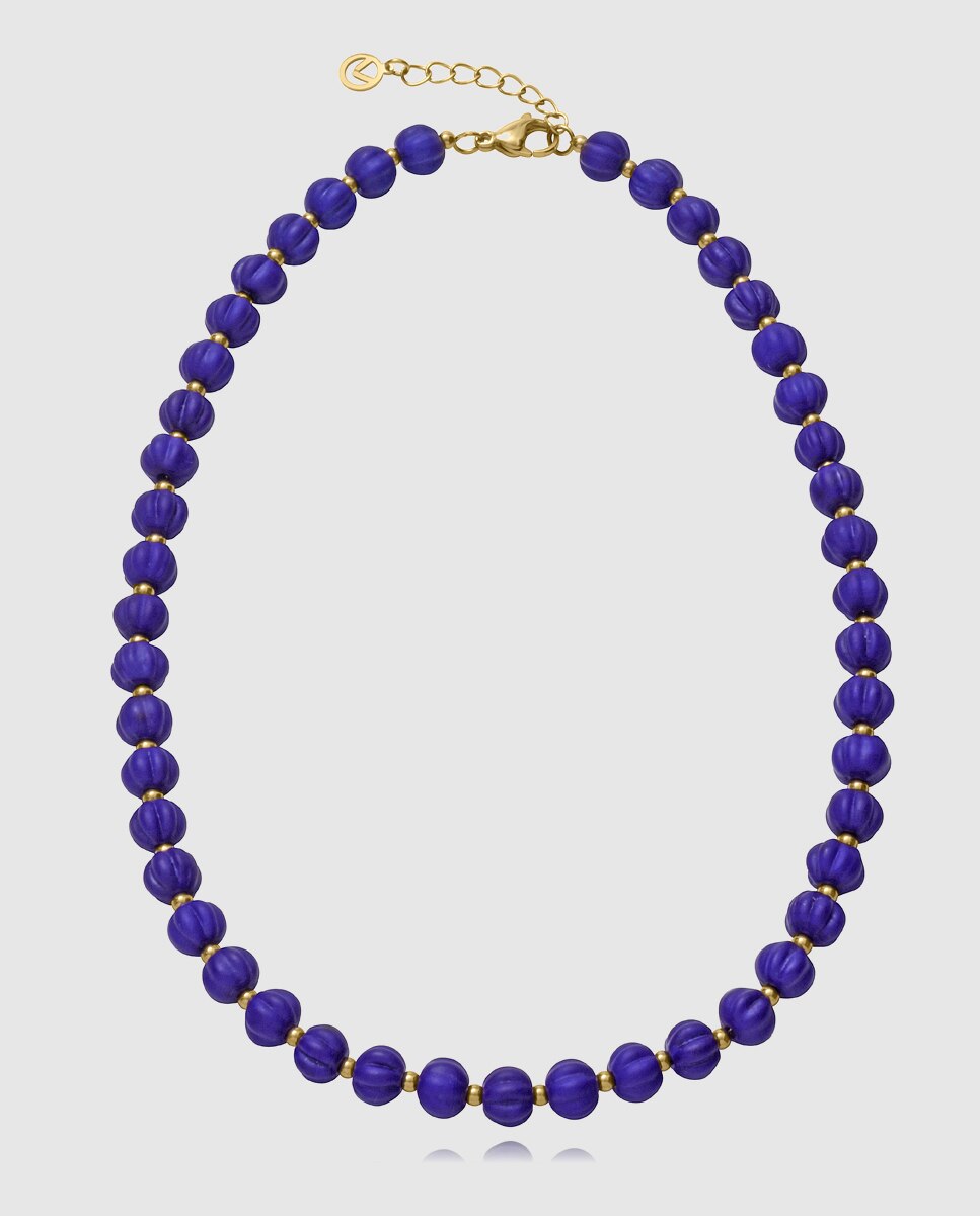 Imagem 0 de Colar Chic de Aço Ip Dourado e Cristal Azul