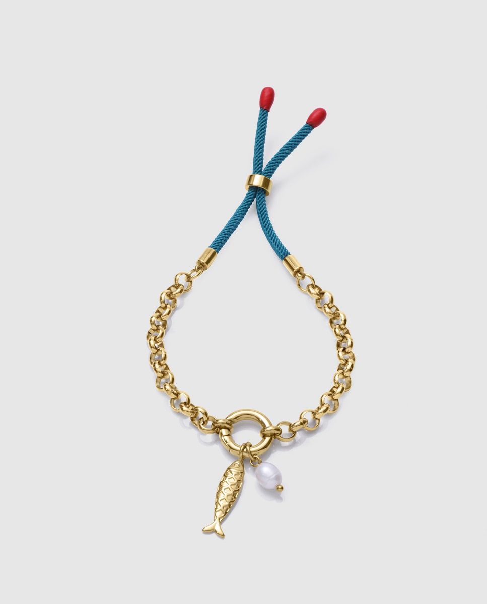 Imagem 0 de Pulseira Kiss de Aço Ip Dourado com Pérola Natural