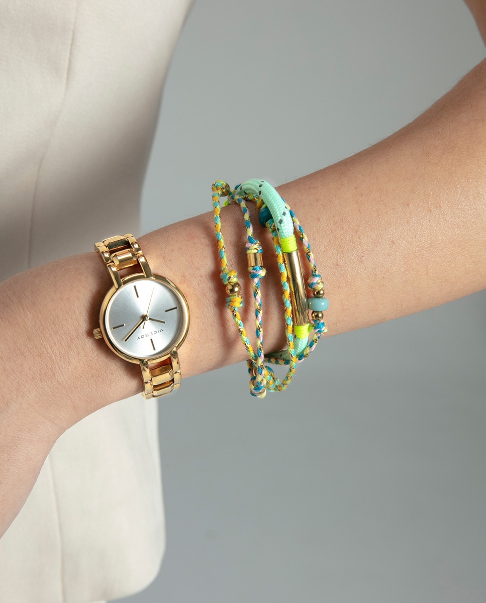 Pulseira Air de Aço Ip Dourado Múltipla Multicolor-2
