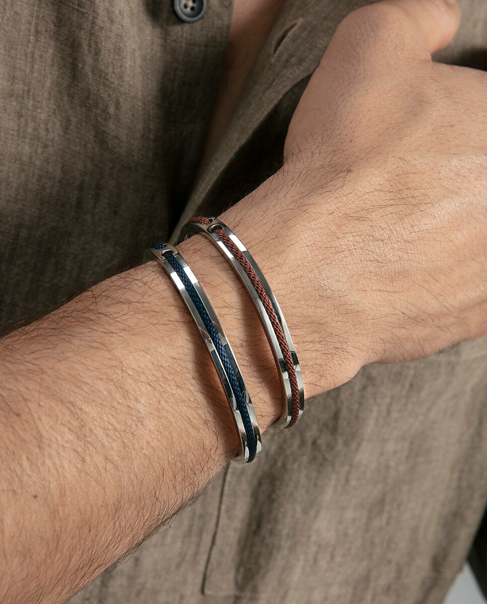 Pulseira Magnum de Aço Rígida Prateado-3