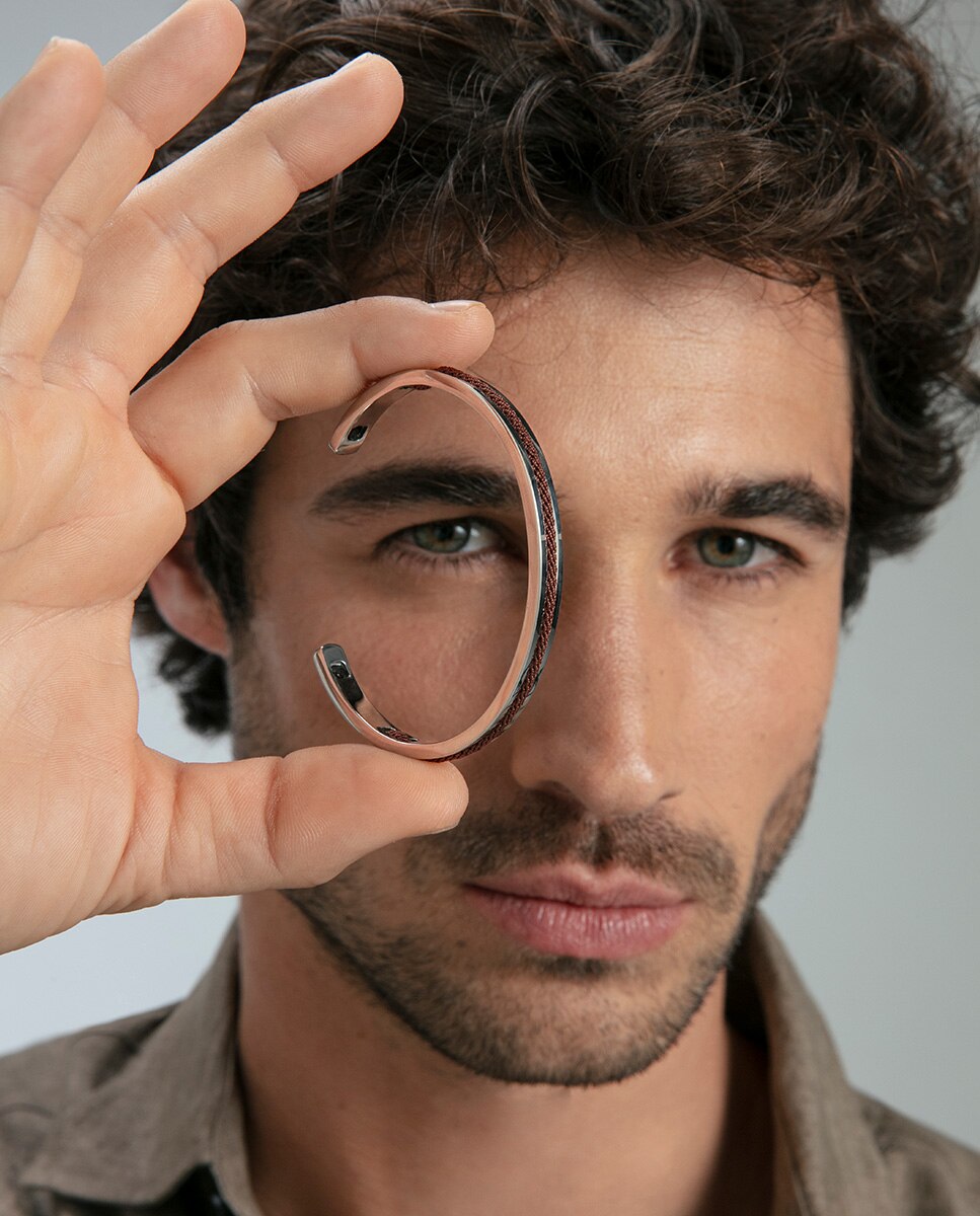Pulseira Magnum de Aço Rígida Prateado-4