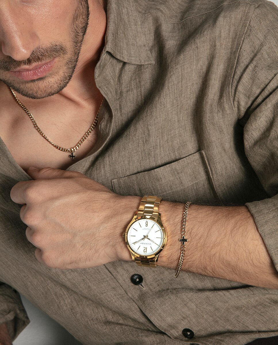 Corrente Air de Aço Ip Dourado e Óxido Dourado-3