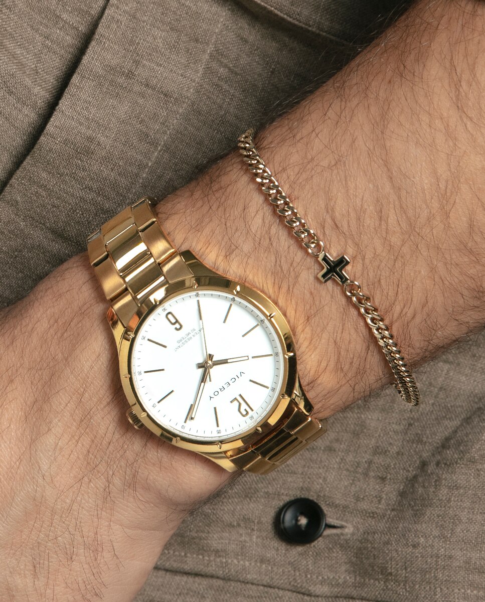 Pulseira Air de Aço Ip Dourado e Óxido Dourado-2