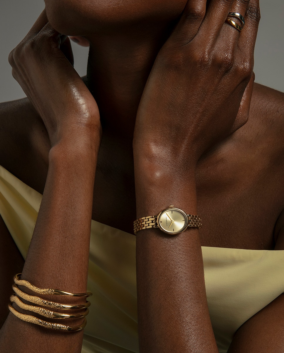 Pulseira Chic de Aço Ip em Dourado Rígida Dourado-3