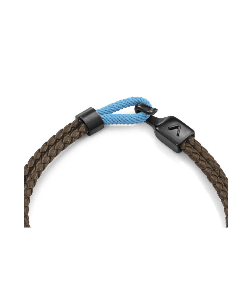 Pulseira Magnum de Aço Ip Preto e Pele Castanho-2