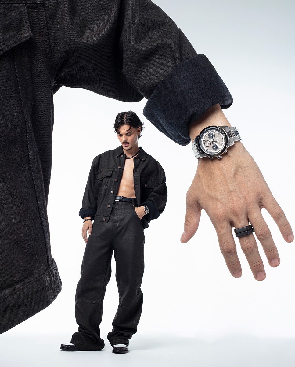 Anel Coleção Abraham Mateo de Aço Ip em Preto Natural-3