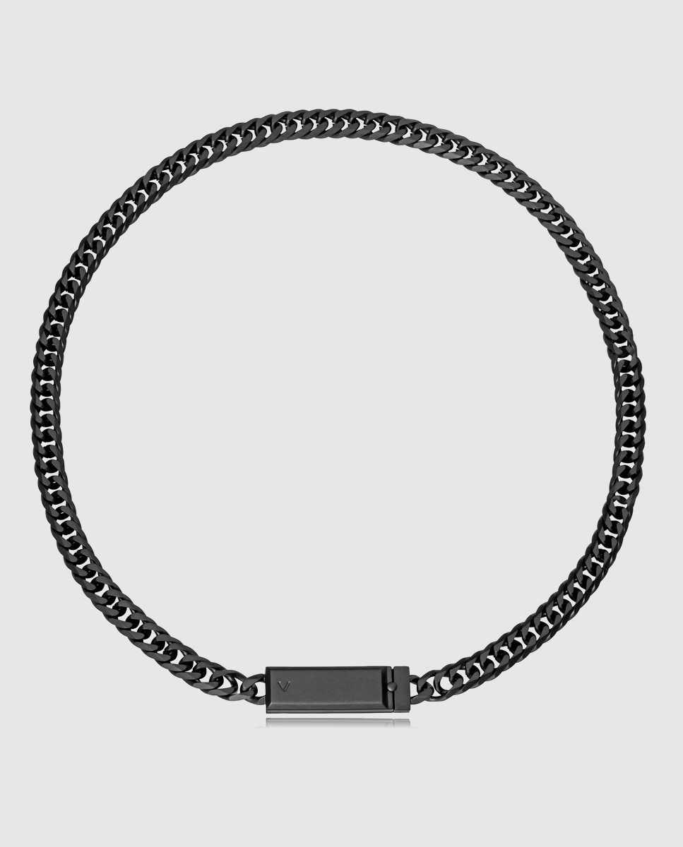 Imagem 0 de Colar Coleção Abraham Mateo de Aço com Corrente Ip em Preto