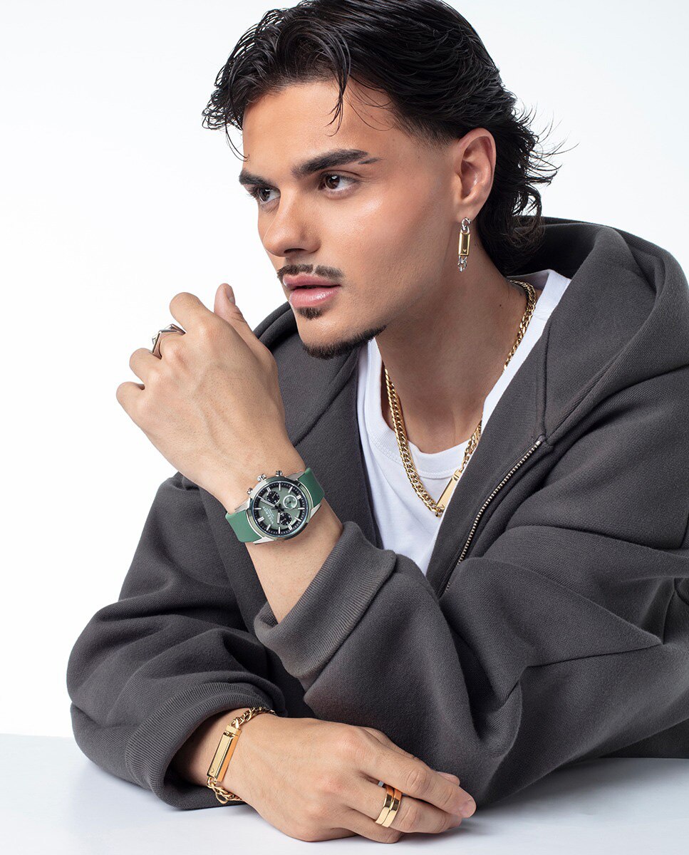 Brinco Único Coleção Abraham Mateo de Aço Verde-3