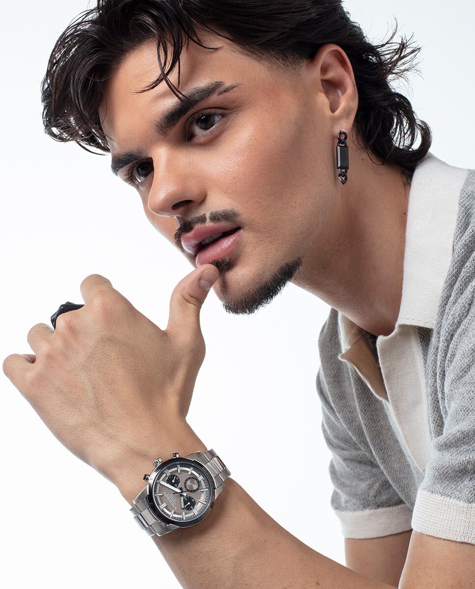 Brinco Único Coleção Abraham Mateo de Aço Ip Preto Preto-3