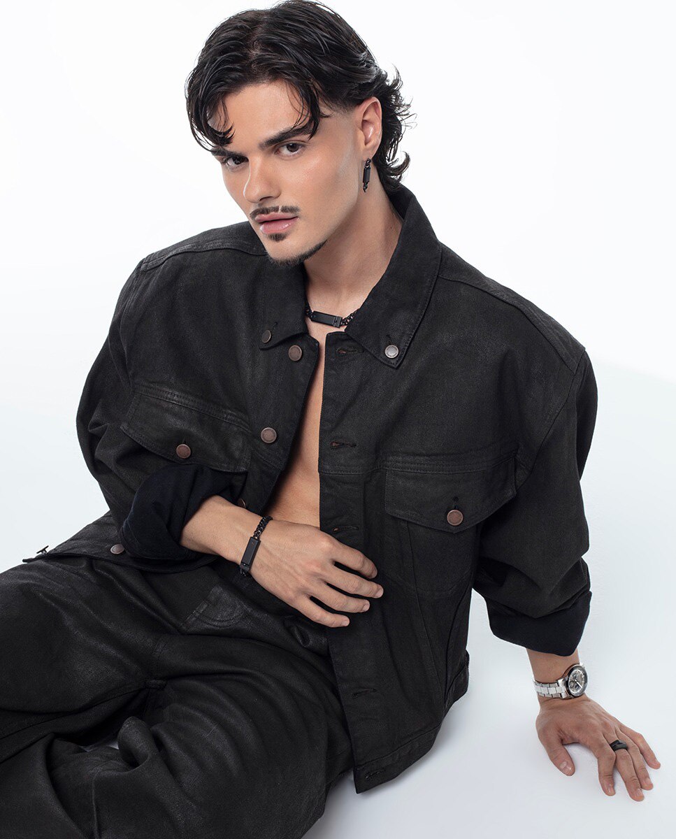 Brinco Único Coleção Abraham Mateo de Aço Ip Preto Preto-4