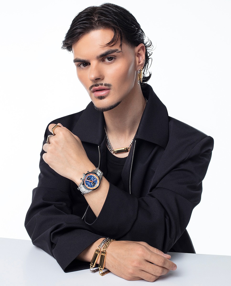 Brinco Único Coleção Abraham Mateo de Aço Ip Dourado Dourado-2