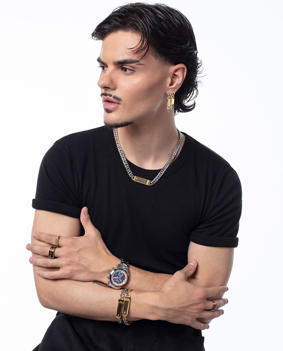 Brinco Único Coleção Abraham Mateo de Aço Ip Dourado Dourado-3