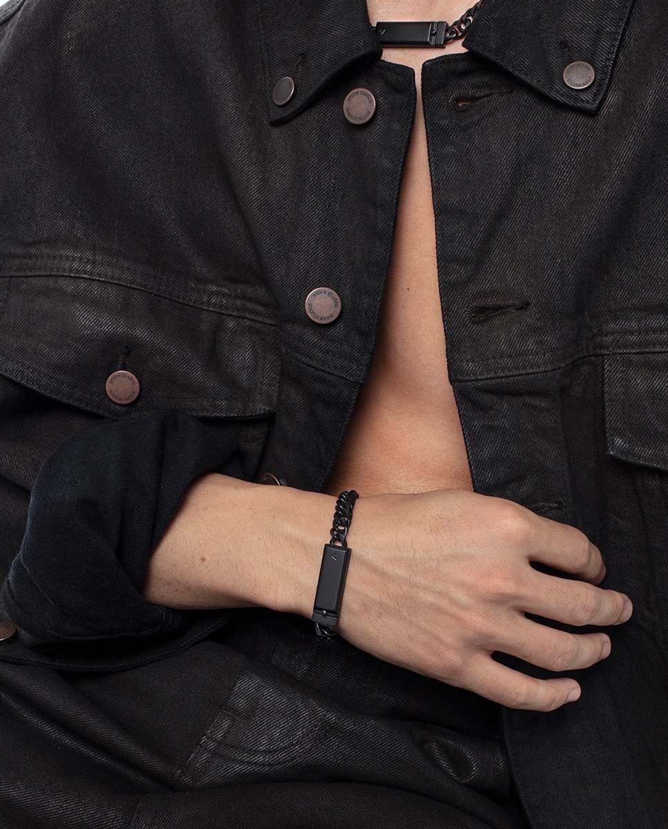 Pulseira Coleção Abraham Mateo de Aço Ip Preto Corrente Preto-4