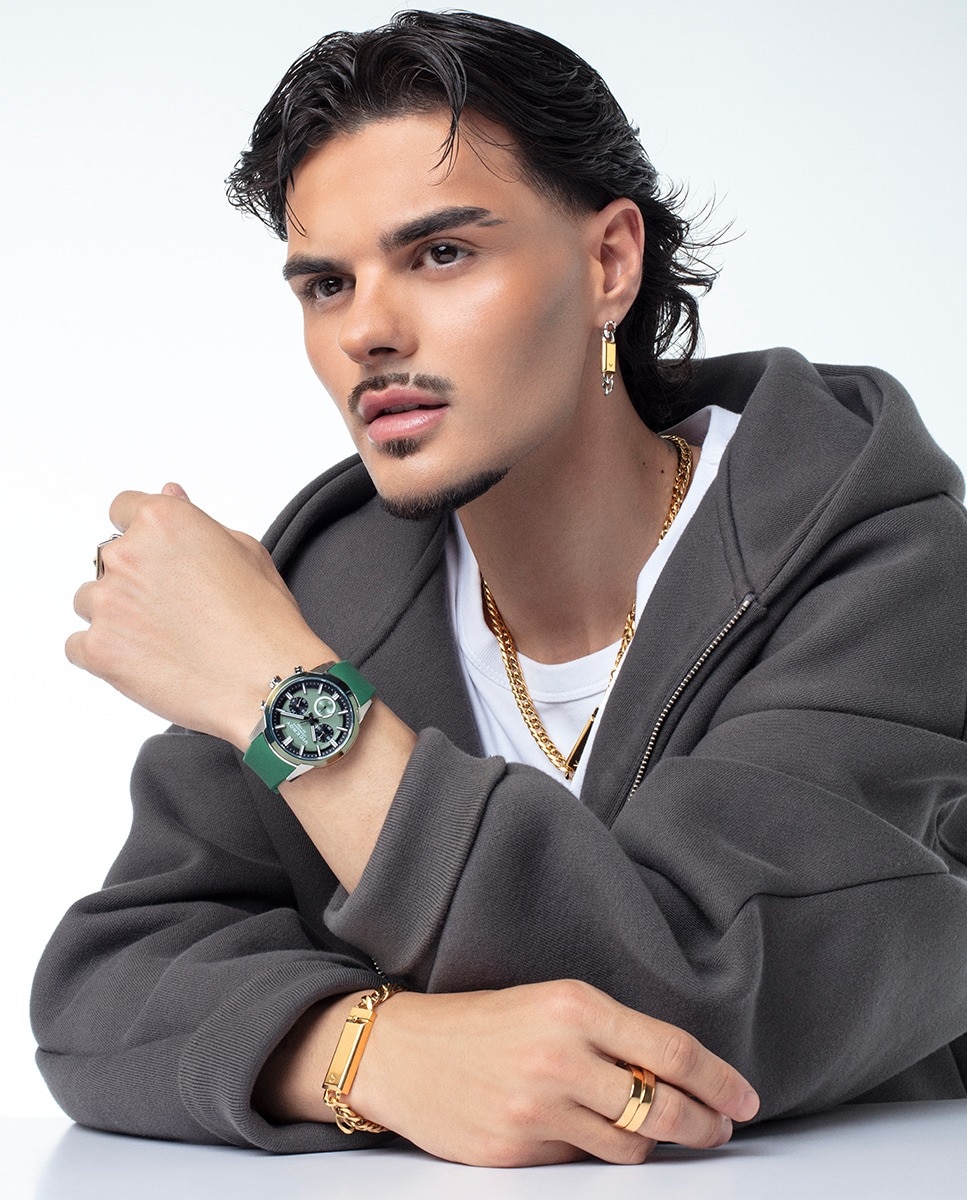 Pulseira Coleção Abraham Mateo de Aço Ip Dourado com Corrente Dourado-3