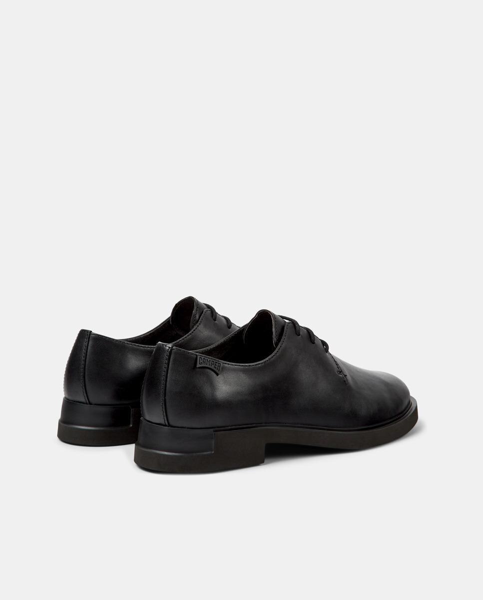 Sapatos de Cordões Iman de Pele Lisos Preto-4