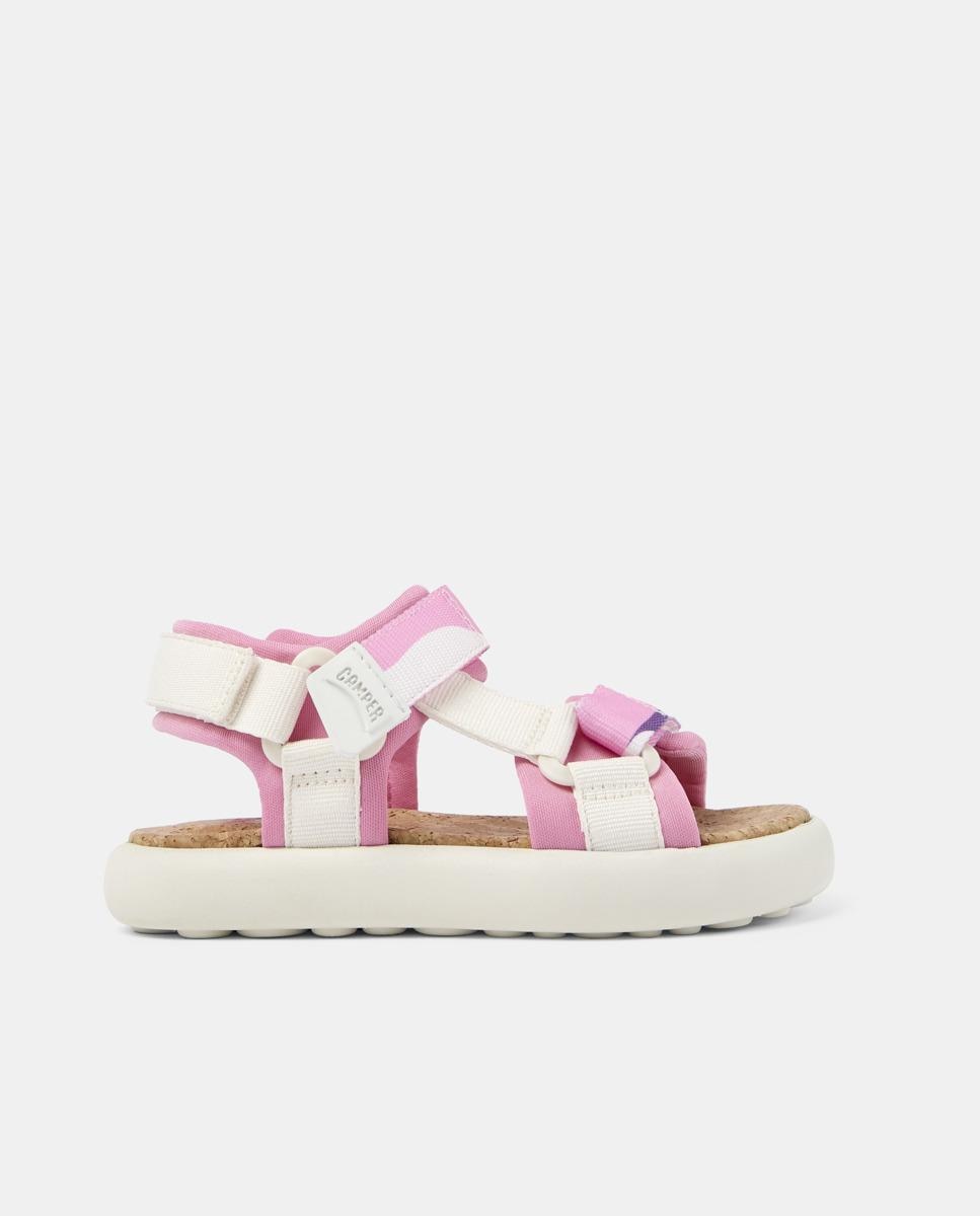 Sandálias Fechadas Infantil de Tecido com Velcro Rosa-1