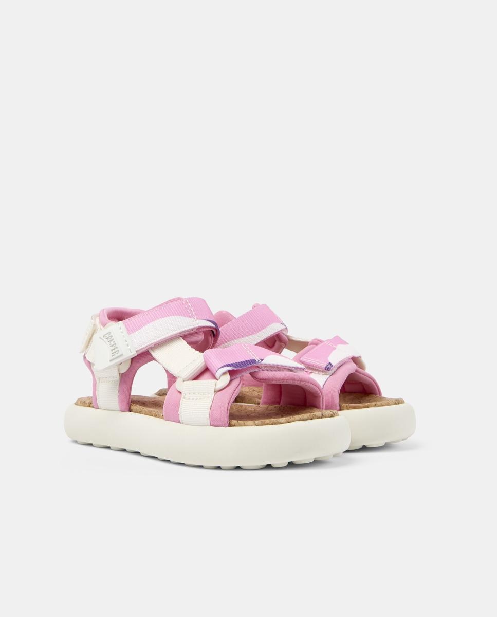 Sandálias Fechadas Infantil de Tecido com Velcro Rosa-2
