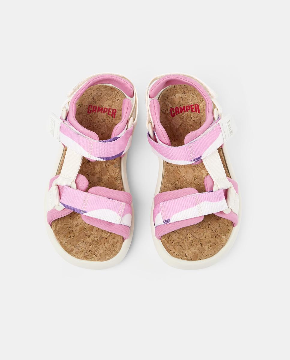Sandálias Fechadas Infantil de Tecido com Velcro Rosa-3