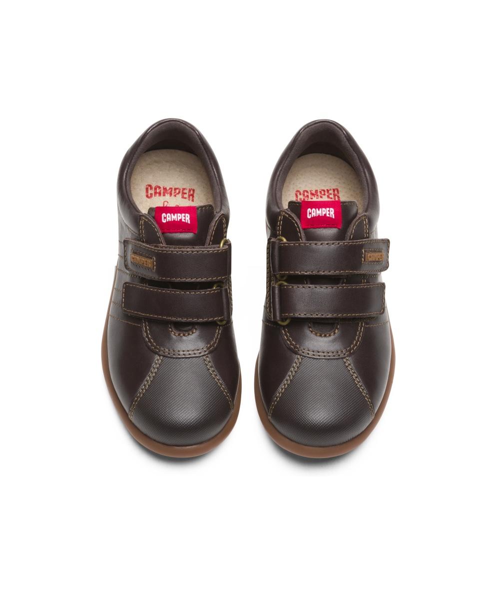 Sapatilhas de Pele Pelotas Ariel Lisas com Velcro Camper Castanho-escuro-2