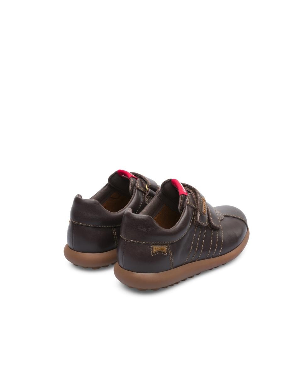Sapatilhas de Pele Pelotas Ariel Lisas com Velcro Camper Castanho-escuro-4